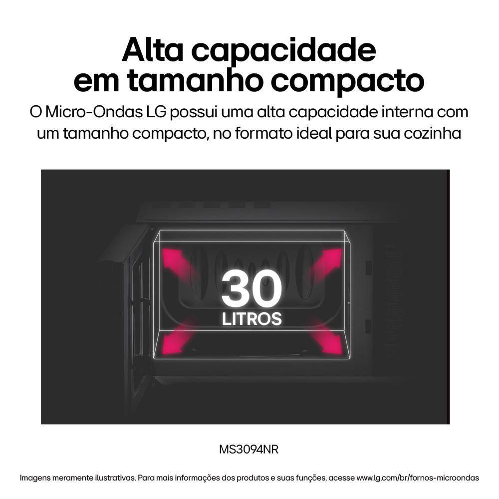 Forno Micro-ondas LG MS3094NRA com visual NeoChef e Limpa Fácil – Espelhado - 10