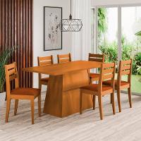 Mesa de Jantar Retangular Dobue Dakar com 6 cadeiras estofadas – 80cm de largura - 1