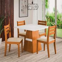 Mesa de Jantar Quadrada Dobuê Dakar com 4 Cadeiras Estofadas Revestidas em Suede - 1