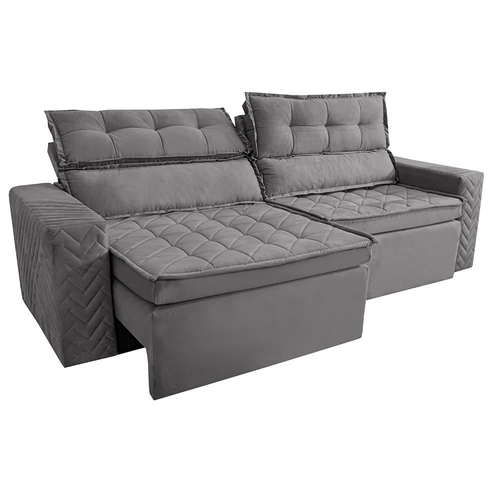 Sofá 4 Lugares Cama inBox Belém Retrátil e Reclinável Revestido em Suede Velusoft - 230cm de largura - 3