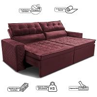 Sofá 3 Lugares Cama inBox Belém Retrátil e Reclinável Revestido em Suede Velusoft - 200cm de largura - 7