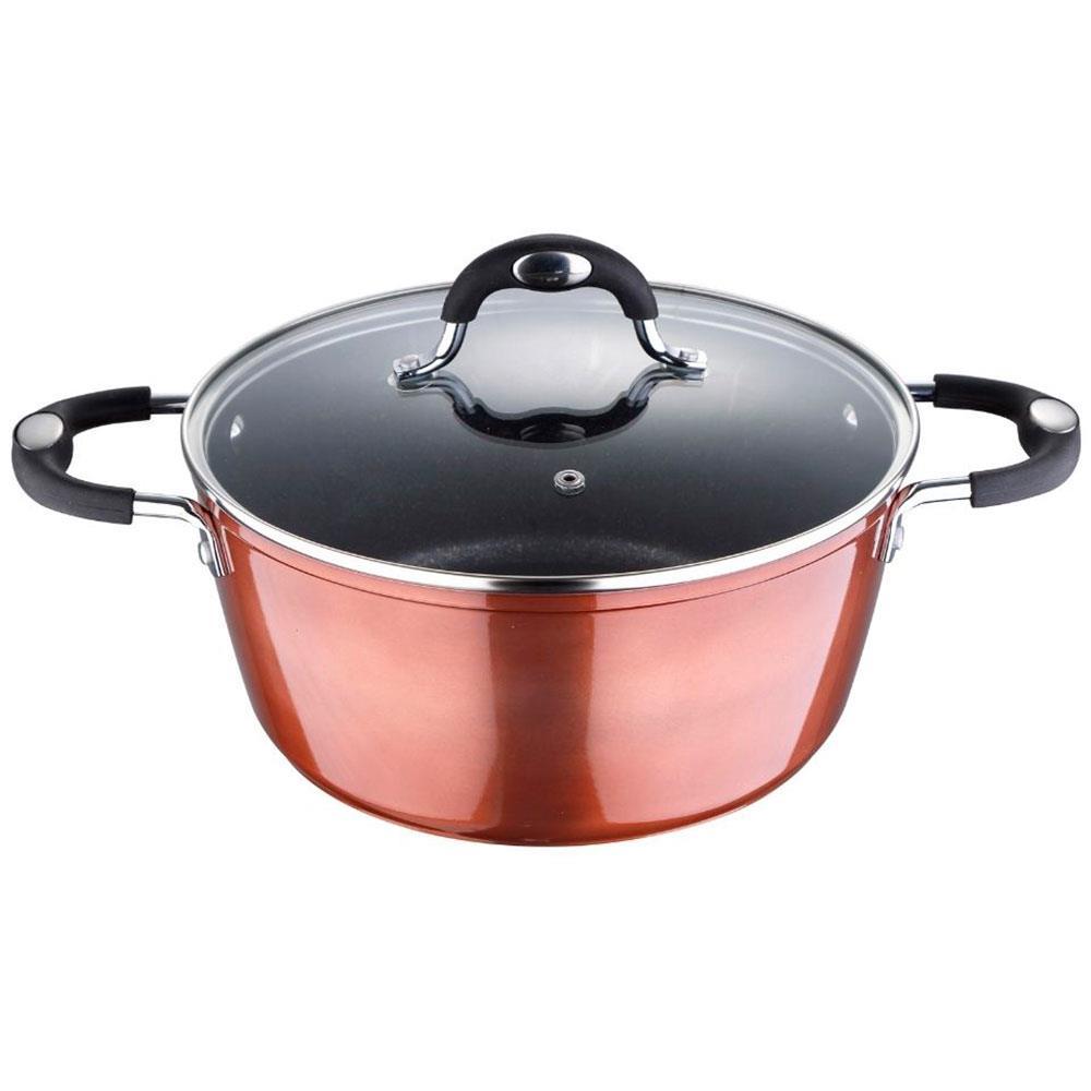 Caçarola Bergner Pandora em Alumínio Forjado com Revestimento em Marble e Fundo de Indução Marrom - 20 cm - 1