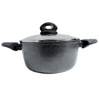 Caçarola Bergner Orion em Alumínio Forjado com Revestimento em Marble, Fundo de Indução e Tampa de Vidro Cinza - 24 cm - 1