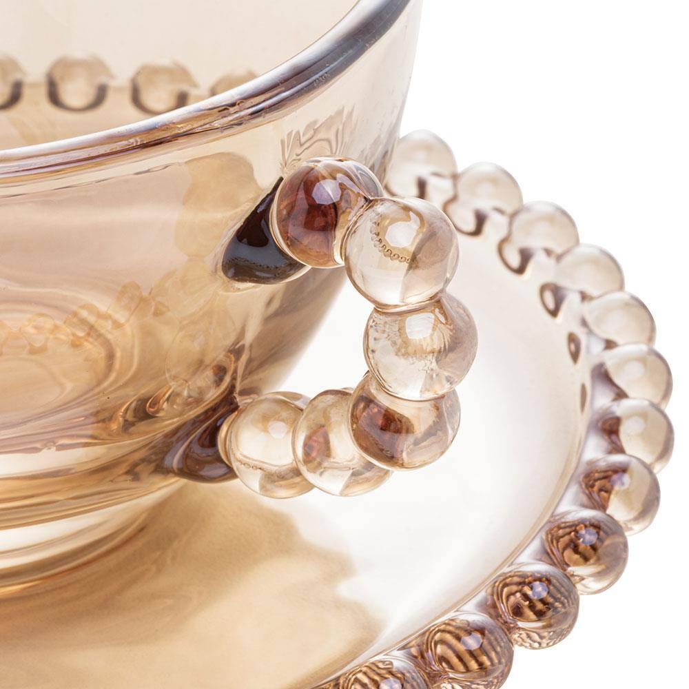 Conjunto com 4 Xícaras e Pires para Chá Wolff Pearl em Cristal Âmbar - 180 ml - 5