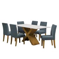 Mesa de Jantar Retangular Dobuê Creta Light 180x90cm com 6 Cadeiras Estofadas Revestidas em Tecido Veloplus - 2