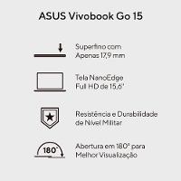Notebook ASUS Vivobook Go 15 Intel Core i3 N305 8GB RAM 256GB SSD Tela LED Full HD 15,6” Windows 11 Home - E1504GA-NJ434W - 2