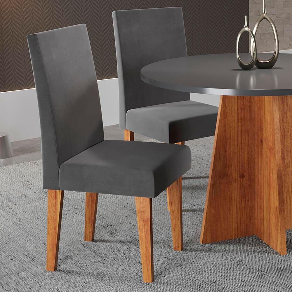 Mesa de Jantar Redonda Viero Criative com 4 Cadeiras Vênus Estofadas e Revestidas - 2