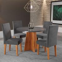 Mesa de Jantar Redonda Viero Criative com 4 Cadeiras Vênus Estofadas e Revestidas - 1