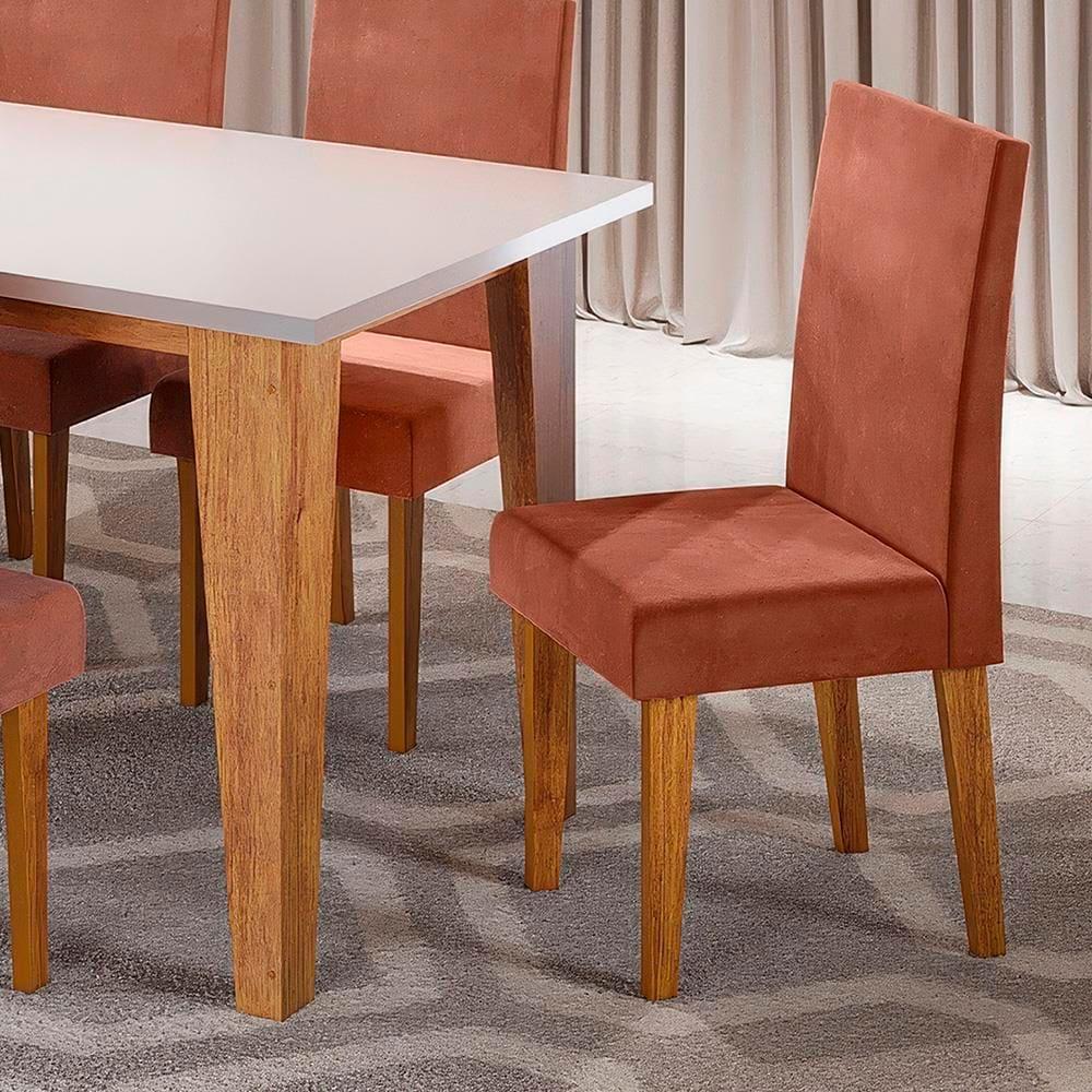 Mesa de Jantar Retangular Viero Milão com 6 Cadeiras Vênus Estofadas e Revestidas - 2