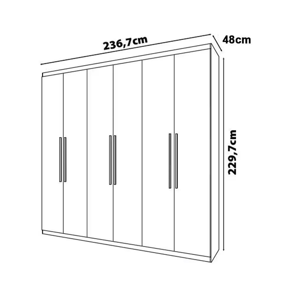 Guarda-Roupa Casal Bartira Genova com 6 Portas e 3 Gavetas - 236,7cm de largura - 8