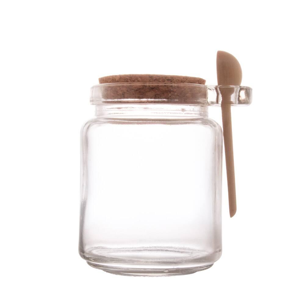 Porta Tempero de Vidro Lyor com Colher de Bambu e Tampa de Rolha – 310ml - 4