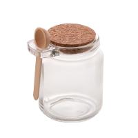 Porta Tempero de Vidro Lyor com Colher de Bambu e Tampa de Rolha – 310ml - 1