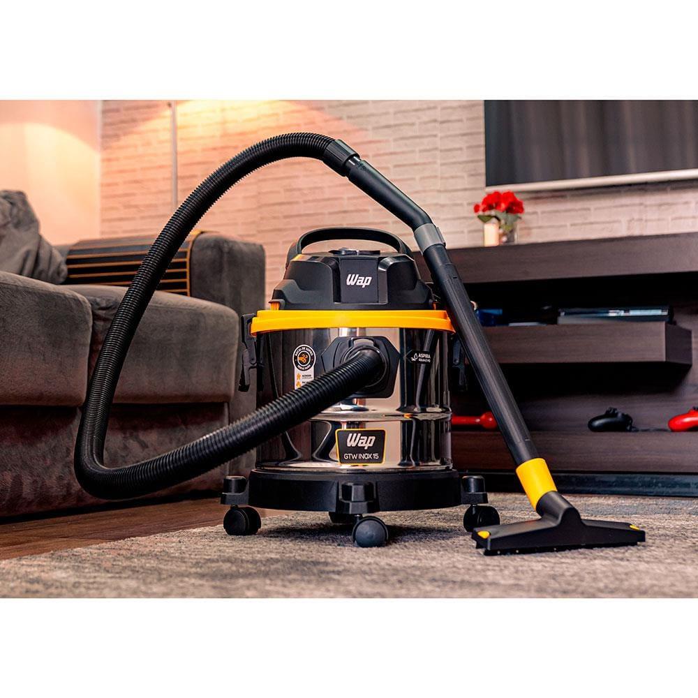 Aspirador de Pó e Água WAP GTW Inox 15 1700W com Bocal de Sopro - Preto/Amarelo - 8