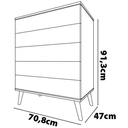 Cômoda Infantil Bartira Ternura com 5 Gavetas - 70,8cm de largura - 4