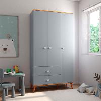 Guarda-Roupa Infantil Bartira Ternura com 3 Portas, 2 Gavetas - 106,8 cm de Largura - 1