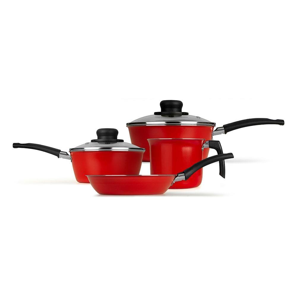 Conjunto de Panelas 4 Peças Multiflon Essencial com Revestimento Antiaderente Ultra7 e Tampas de Vidro - Vermelho - 2