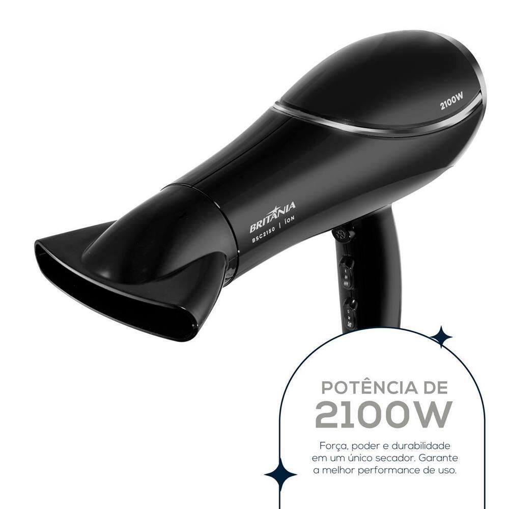 Secador de Cabelos Britânia BSC2150 com Tourmaline Íon Bivolt - 2100W - 6