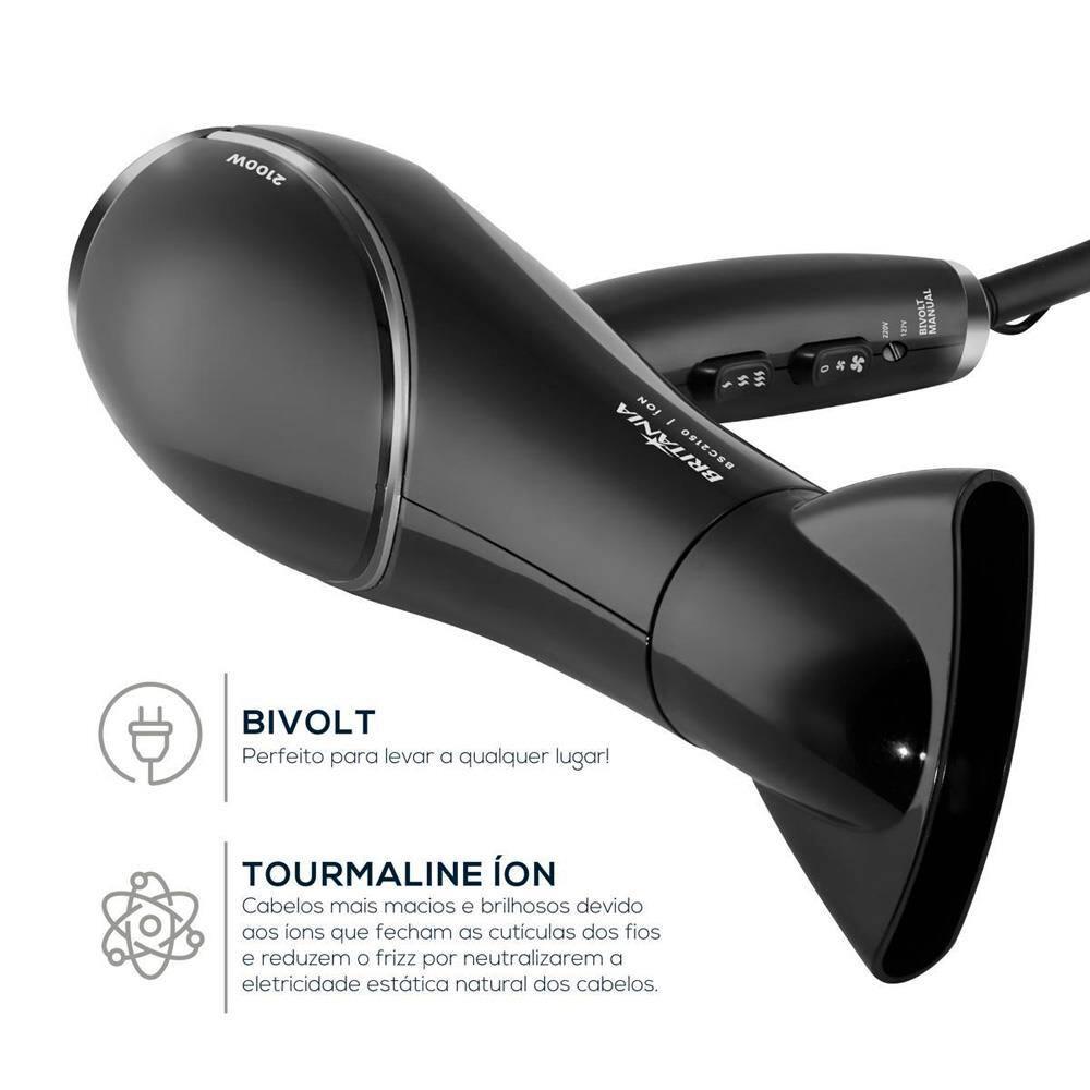 Secador de Cabelos Britânia BSC2150 com Tourmaline Íon Bivolt - 2100W - 7