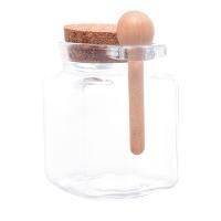 Porta Tempero Quadrado de Vidro Lyor com Colher de Bambu e Tampa Rolha - 310ml - 2