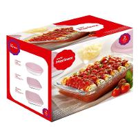 Conjunto de Assadeiras em Vidro Nadir Marinex com Tampa Plástica Rosa– 3 Peças - 2