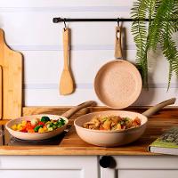 Frigideira Wok de Indução Lyor em Alumínio com Revestimento Cerâmico Granilite Bege - 28cm - 6