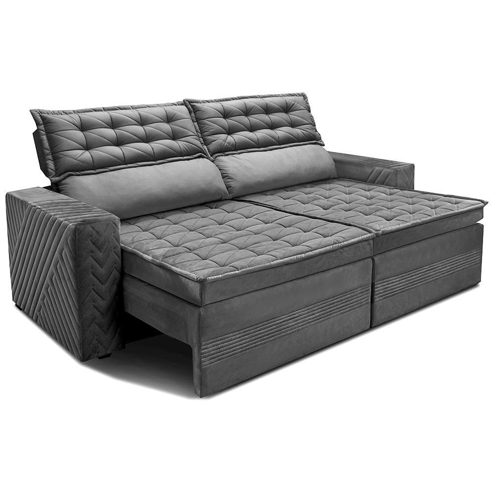 Sofá 3 Lugares Cama inBox Cielo com Assento Retrátil, Encosto Reclinável em Suede Velusoft e 200cm de Largura - 3