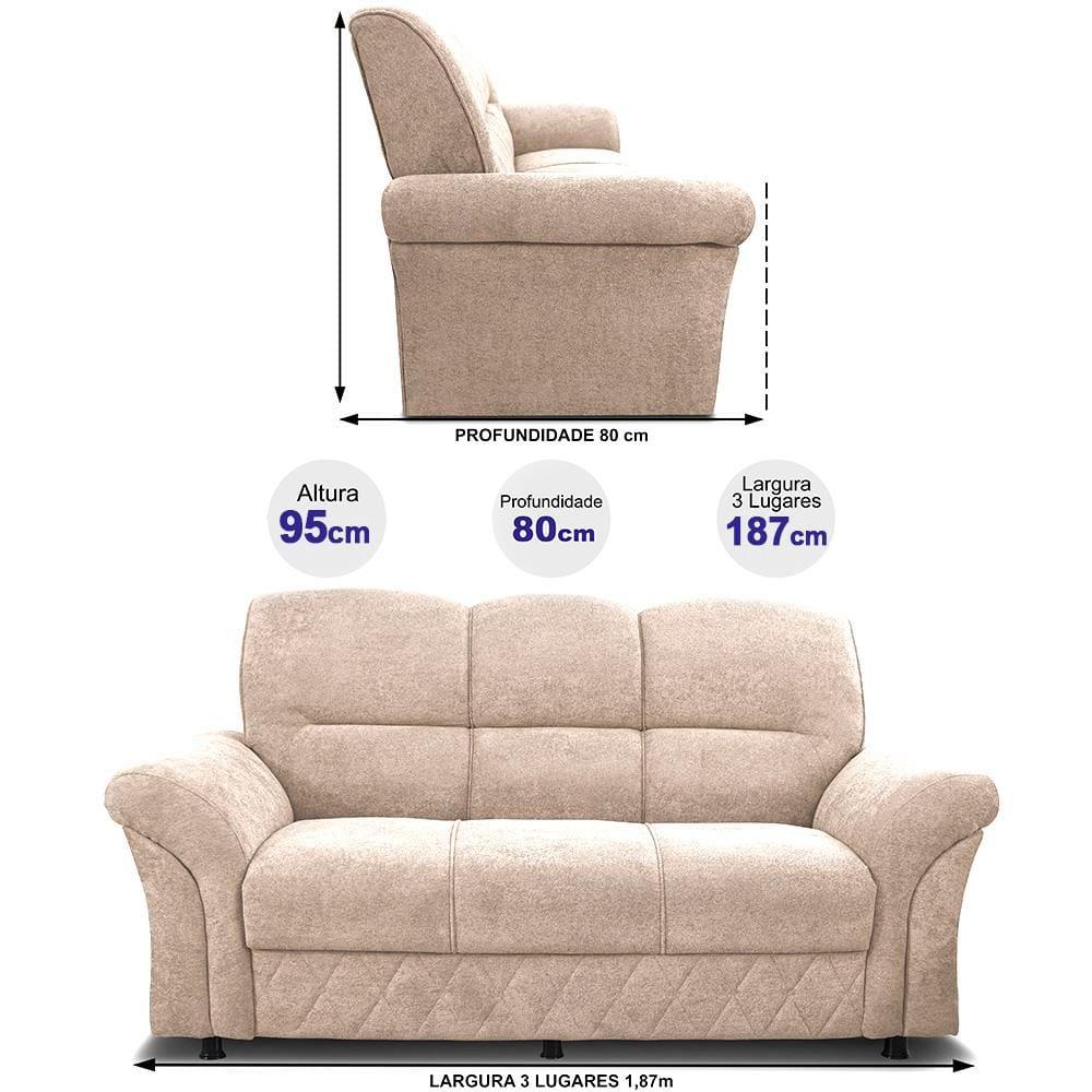 Sofá 3 Lugares Cama inBox Mourato com 187cm de Largura e Revestido em Bouclé - 6