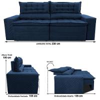 Sofá 4 Lugares Cama inBox Cielo com Assento Retrátil, Encosto Reclinável em Suede Velusoft e 230cm de Largura - 6