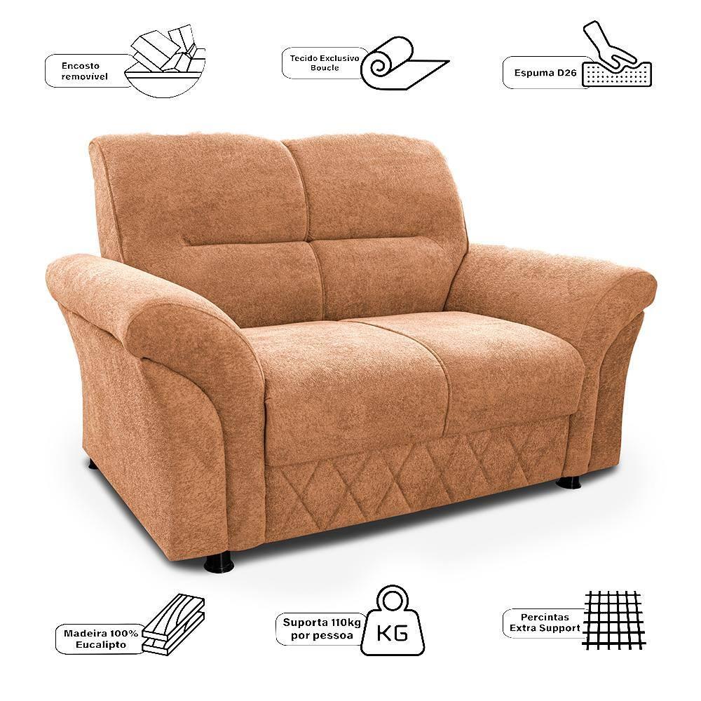Sofá 2 Lugares Cama inBox Mourato com 140cm de Largura e Revestido em Bouclé - 5