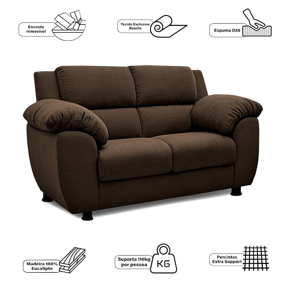 Sofá 2 Lugares Cama inBox Paris com 152cm de Largura e Revestido em Bouclé - 5