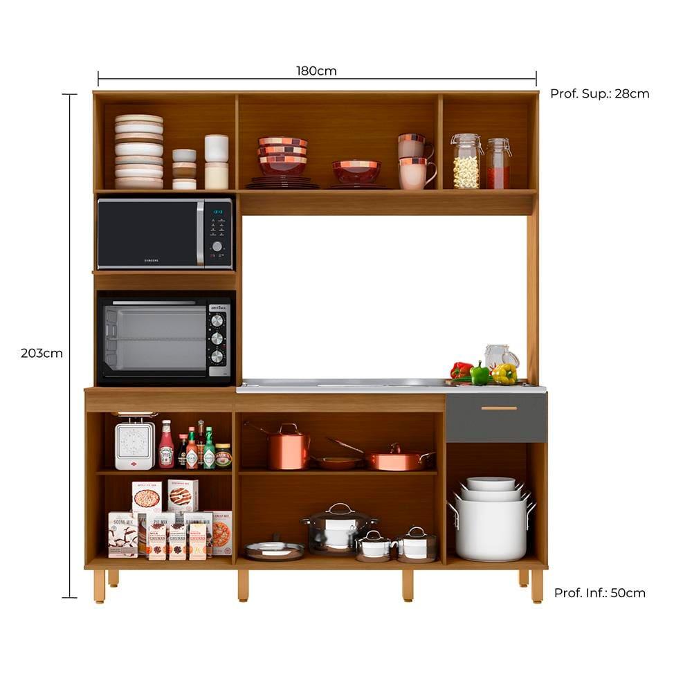 Cozinha Compacta Poliman Liz 9 Portas, 1 Gaveta e 3 Prateleiras - 180cm de largura - 5