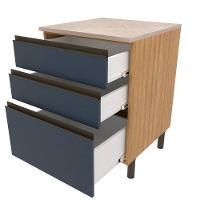 Balcão Bartira Cristal em MDP com 2 Gavetas, 1 Gavetão, 60cm de largura - Lâmina Mel/Azul Royal - 3