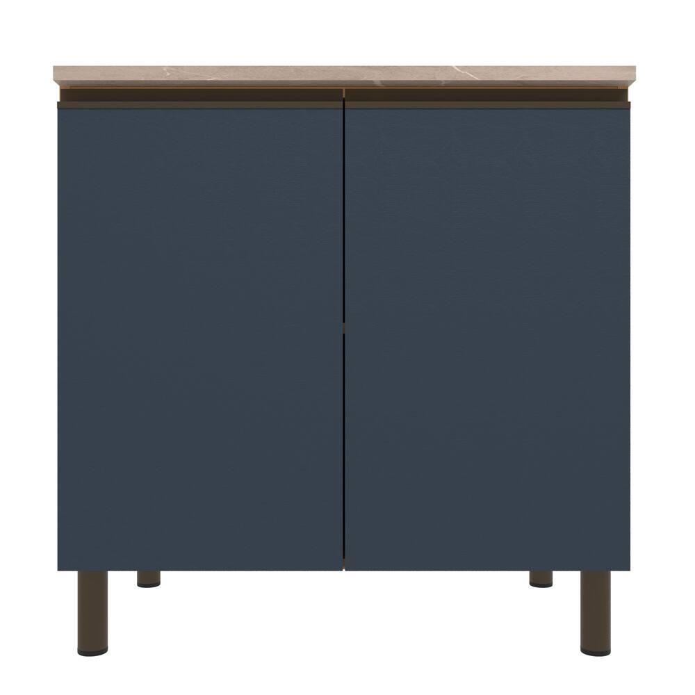 Balcão Bartira Cristal em MDP com 2 Portas e 1 Prateleira, 80,1 cm de largura - Lâmina de Mel/Azul Royal - 3