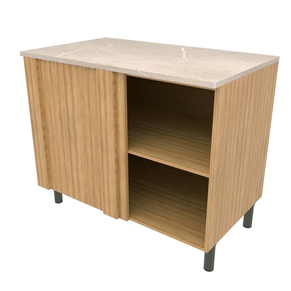 Balcão Bartira Cristal em MDP de Canto com 1 Porta e 1 Prateleira, 101 cm de largura - Lâmina de Mel/Azul Royal - 2