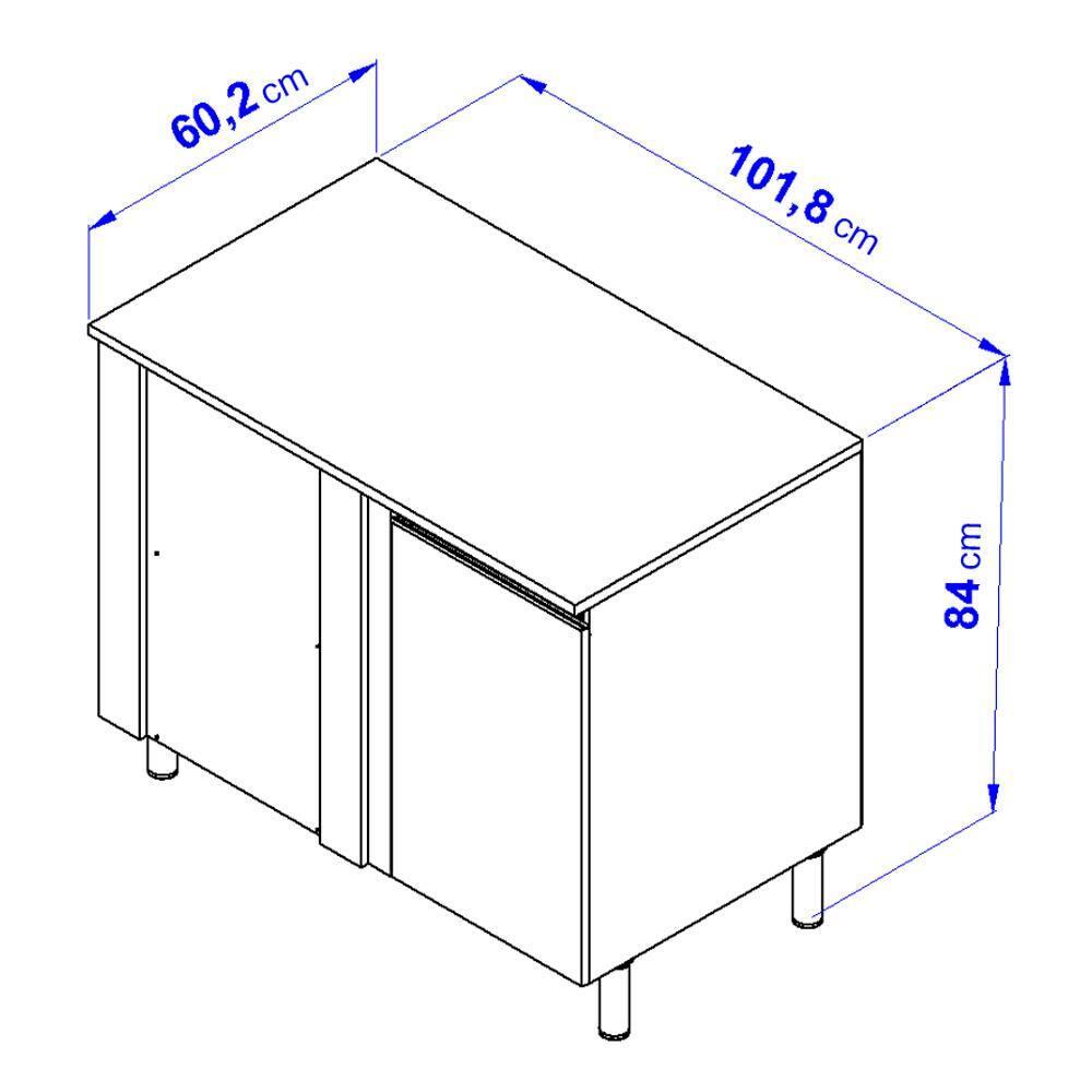 Balcão Bartira Cristal em MDP de Canto com 1 Porta e 1 Prateleira, 101 cm de largura - Lâmina de Mel/Azul Royal - 5