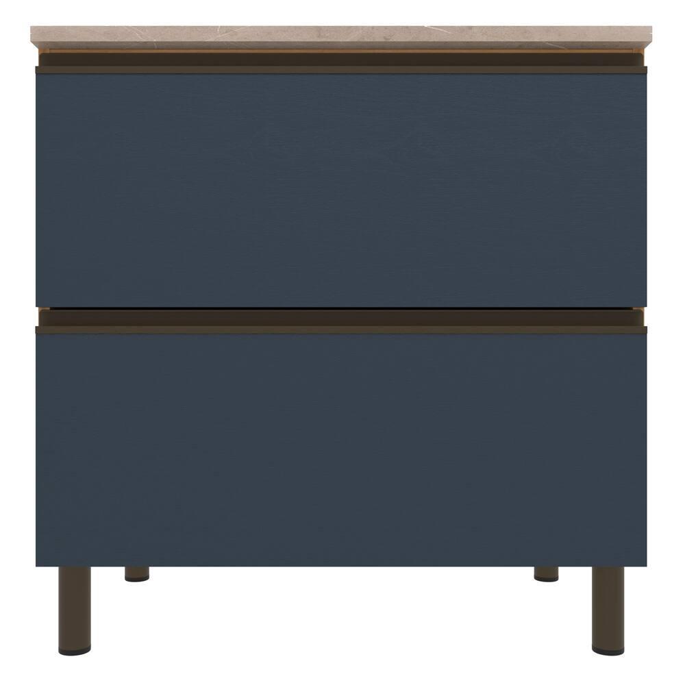 Balcão Bartira Cristal em MDP com 2 Gavetões, 80cm de largura - Lâmina de Mel/Azul Royal - 2