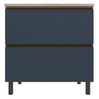 Balcão Bartira Cristal em MDP com 2 Gavetões, 80cm de largura - Lâmina de Mel/Azul Royal - 2