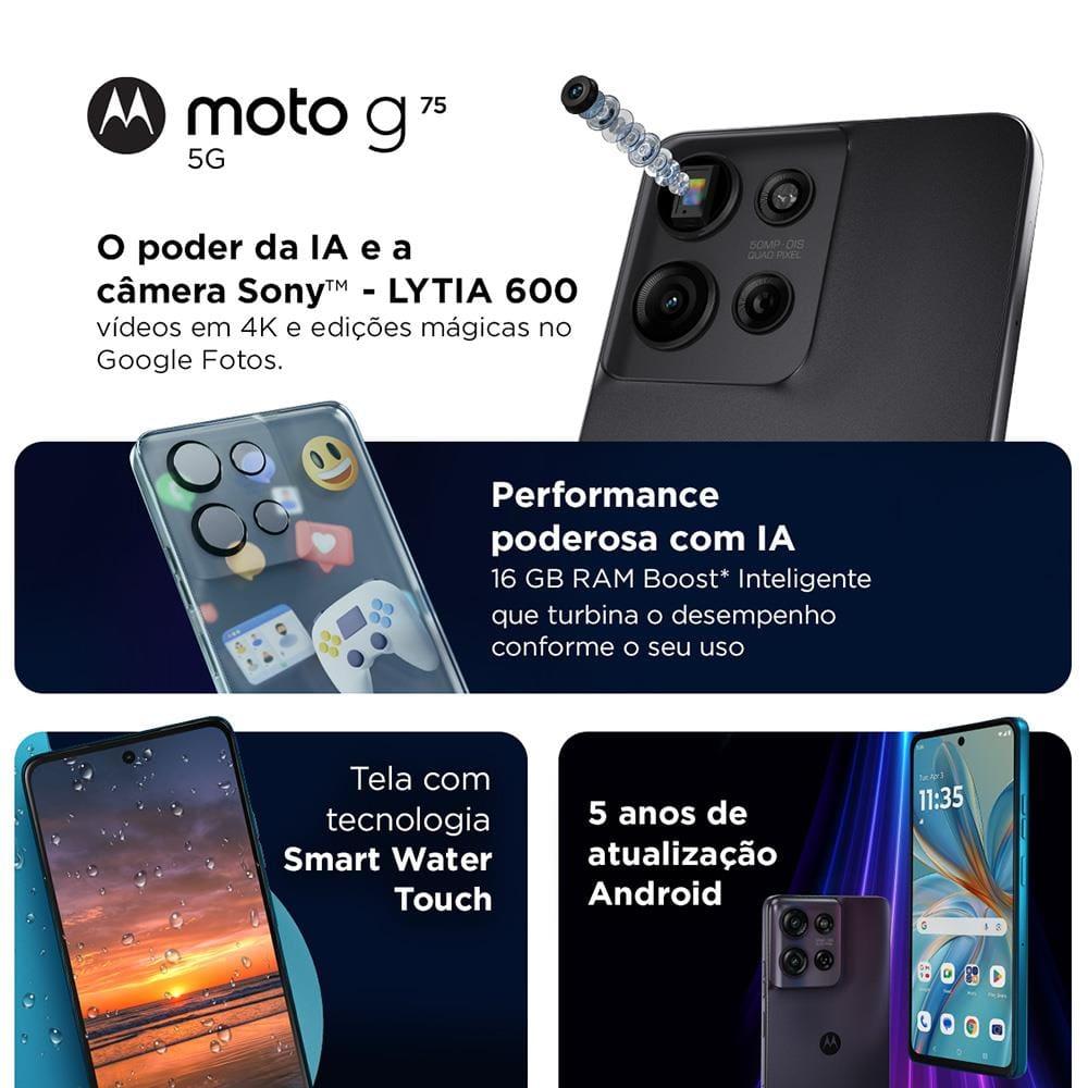 Smartphone Motorola Moto g75 Preto 5G 256GB, 8GB RAM + 8GB RAM Boost, 50MP Sony Lytia 600 Câmera Moto AI e Ultrarresistência Militar - 3