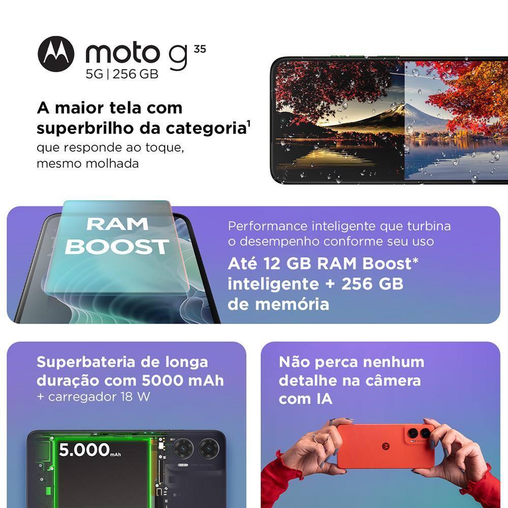 Smartphone Motorola Moto g35 5G Coral 256GB 4GB RAM + 8GB Ram Boost e Camera 50MP com AI NFC Tela 6.7" com Superbrilho - 3