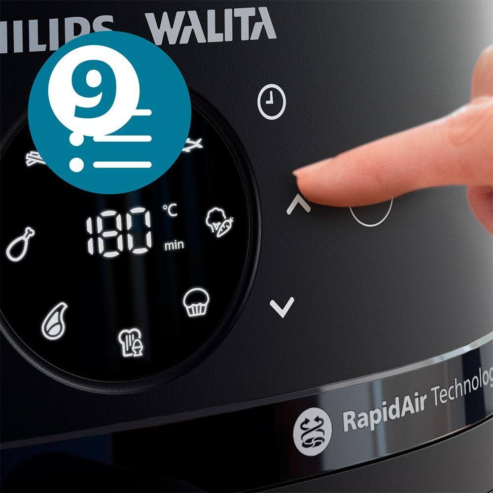 Fritadeira Elétrica Air Fryer Philips Walita 6,2L Série 2000 XL Digital NA230 Sem Óleo 1700W Preta - 9