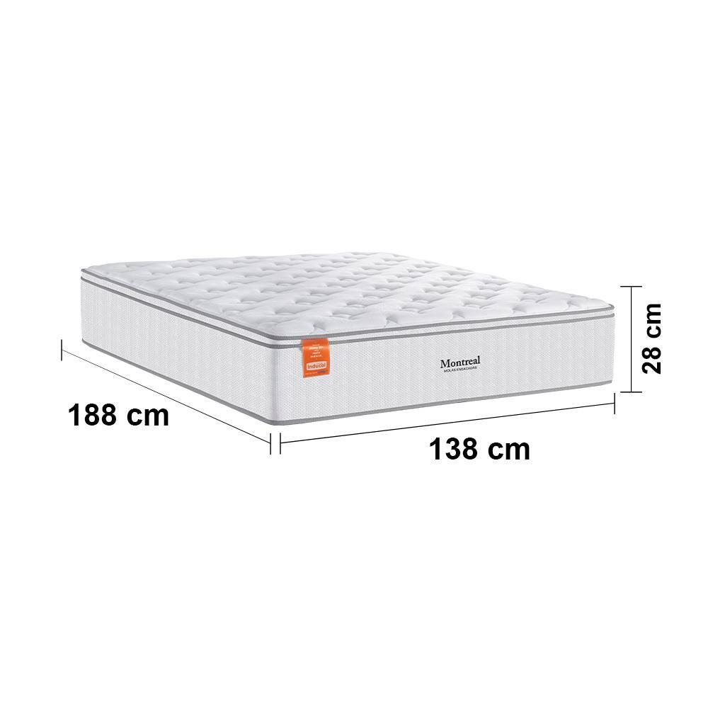 Colchão de Casal Inducol Montreal com Europillow e Revestimento em Tecido Malha 28x138x188cm - Branco - 3