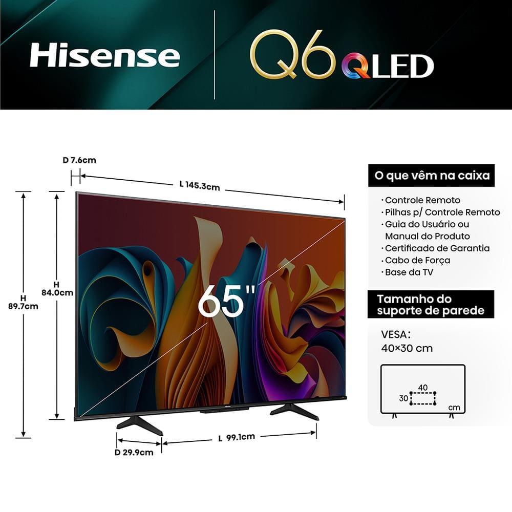 Smart TV 65" UHD 4K QLED Hisense 65Q6N Google TV com HDR10+, Dolby Atmos, Sports Mode, Game Mode Plus e Compatível com Alexa - 5
