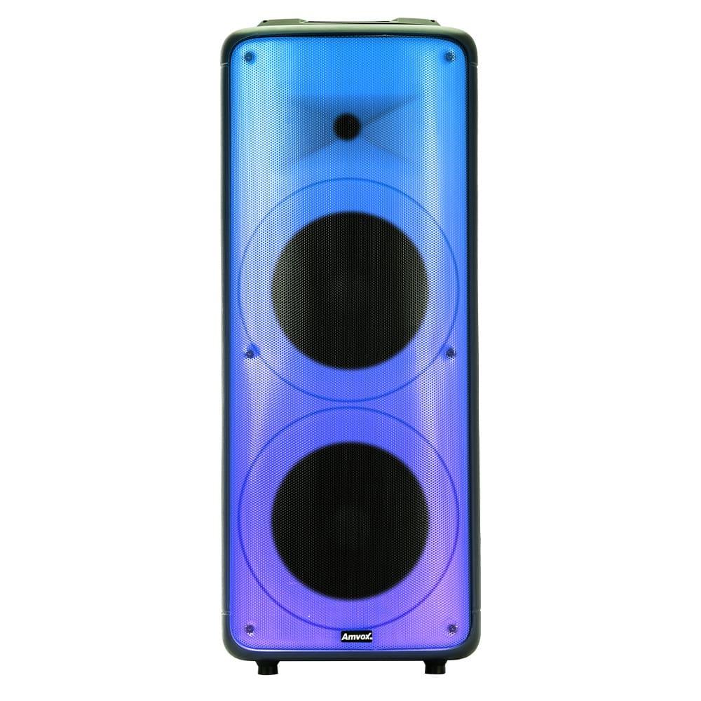 Caixa de Som Amplificada Amvox Party Vox Prime Bivolt com Bluetooth, Alça, 2 woofers de 10", 1 tweeter de 3" e Display de LED 2000W - Preta - 4