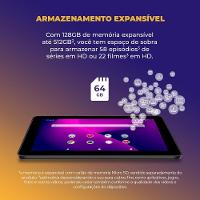 Tablet Positivo Vision TAB 7 com Tela de 7”, 64GB, 3GB RAM, Processador Octa Core e Android 14 Go - Preto - 5