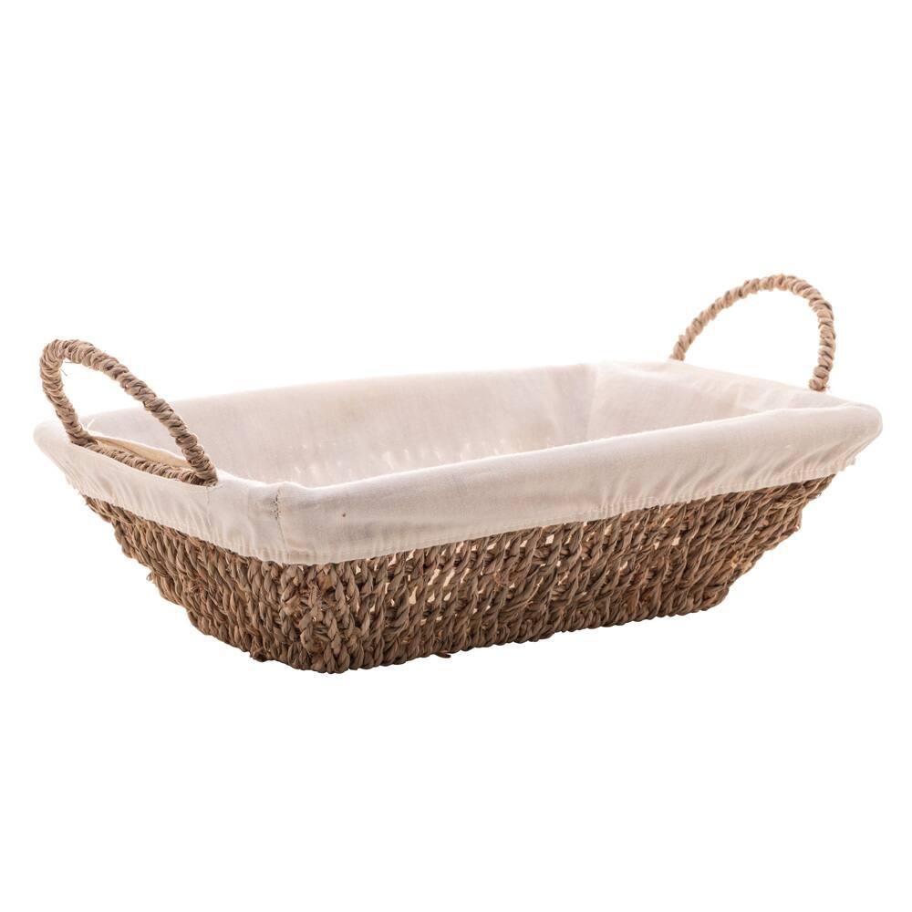 Cesta Retangular em Sisal Wolff com Forro em Tecido e Alça - 13,5x21x36cm (AxLxP) - 2