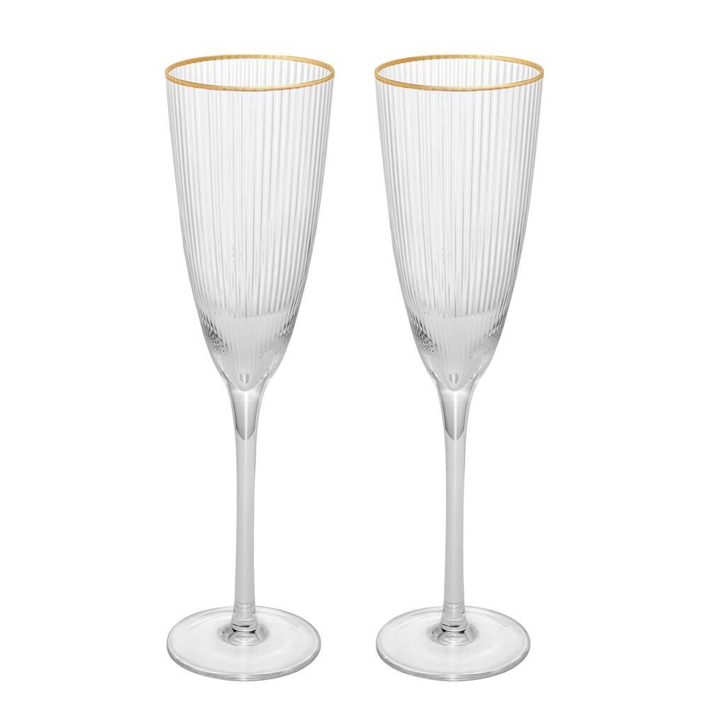 Conjunto de Taças para Champanhe Wolff com Borda Dourada Lines 300 ml em Vidro – 2 Peças - 1