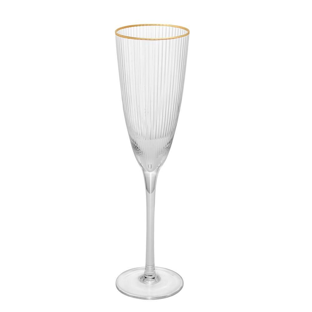 Conjunto de Taças para Champanhe Wolff com Borda Dourada Lines 300 ml em Vidro – 2 Peças - 2
