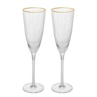 Conjunto de Taças para Champanhe Wolff com Borda Dourada Lines 300 ml em Vidro – 2 Peças - 1