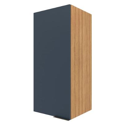 Armário Aéreo Bartira Cristal com 1 Porta, 2 Prateleiras e 40cm de largura - Lâmina Mel/Azul Royal