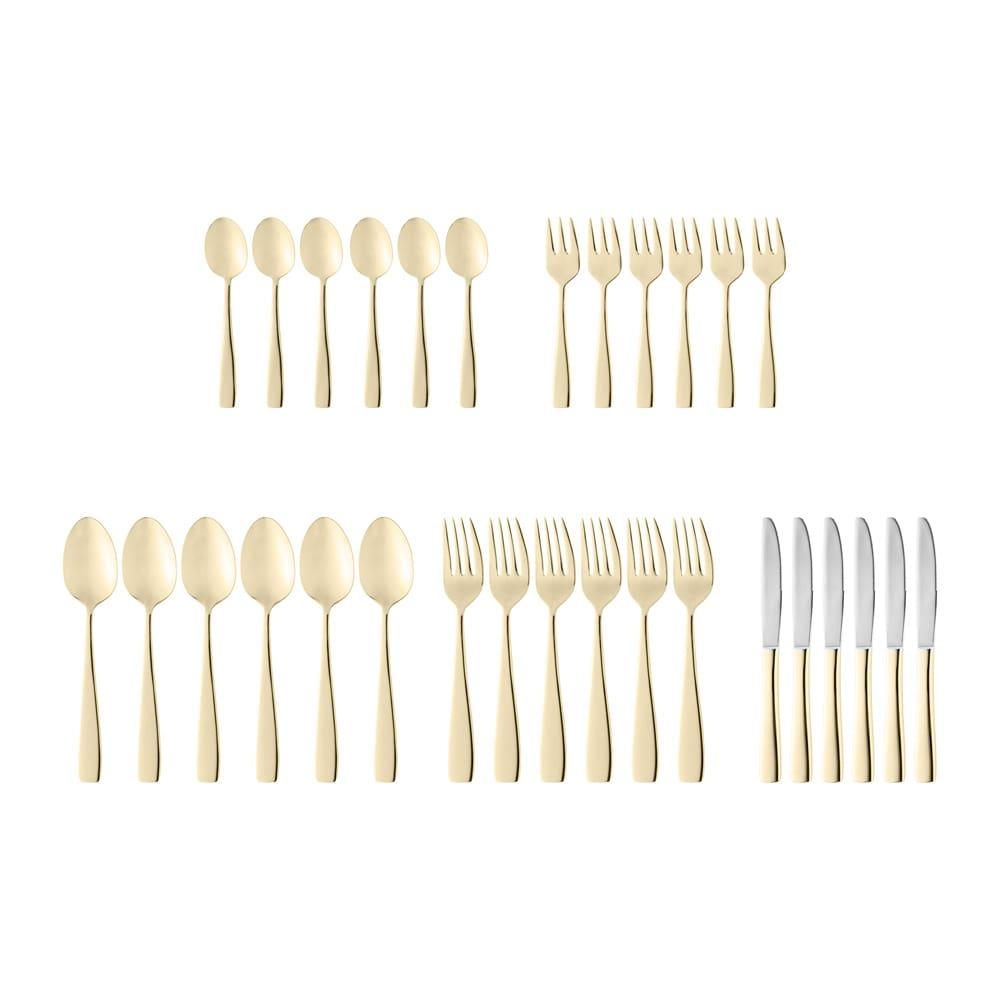 Faqueiro Wolff Pisa em Aço Inox Dourado - 30 Peças - 1